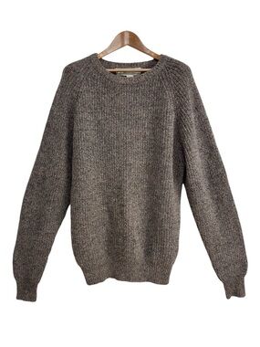 Vintage Dimitri Shetland Wool Heathered Crewneck Sweater Gray Brown Size Large